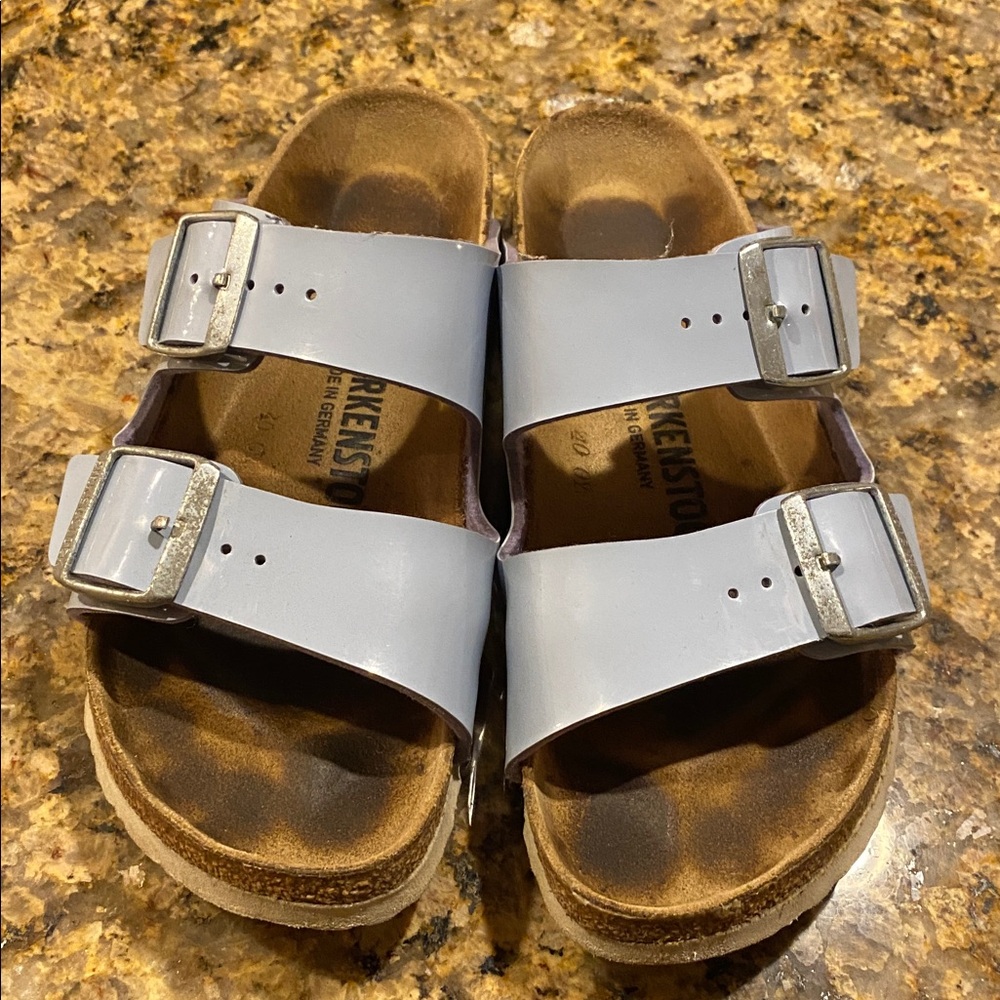 Shiny Light Blue Birkenstock Arizonas